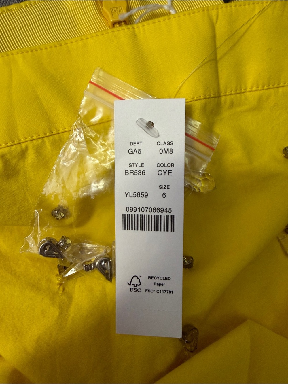 NWT! J.Crew Collection Yellow Embellished Mini Skirt - Crystal Detail. Size: 6 - Picture 2 of 6